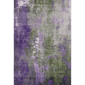 HomeRoots 5' X 8' Olive Green & Purple Abstract Washable Area Rug - Stylish, Stain-Resistant, UV Protected! 706357
