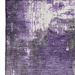HomeRoots 5' X 8' Olive Green & Purple Abstract Washable Area Rug - Stylish, Stain-Resistant, UV Protected! 706357
