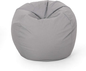 English Elm Christopher Knight Home® - Chrisholm Plush Foam-Filled Bean Bag Chair — Modern Round Design, Durable Polyester Comfort 34"W Light Gray N778P185639G