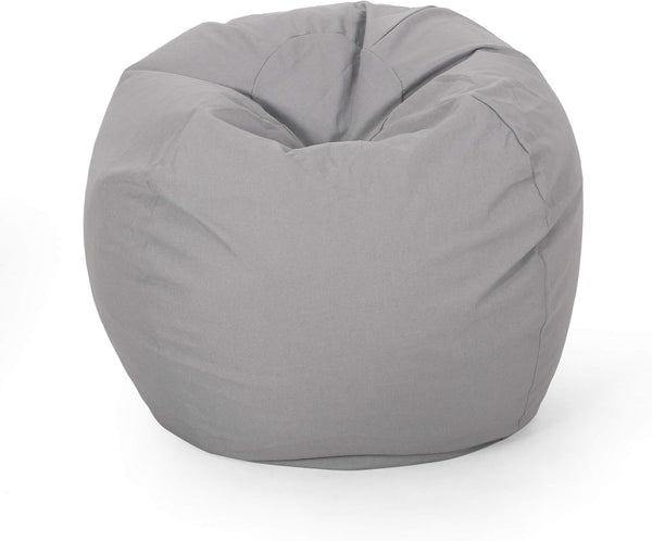 English Elm Christopher Knight Home® - Chrisholm Plush Foam-Filled Bean Bag Chair — Modern Round Design, Durable Polyester Comfort 34"W Light Gray N778P185639G
