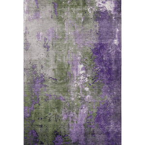 HomeRoots 8' X 10' Vibrant Olive Green & Purple Abstract Area Rug - Durable, Washable, UV Protected Design! 706359