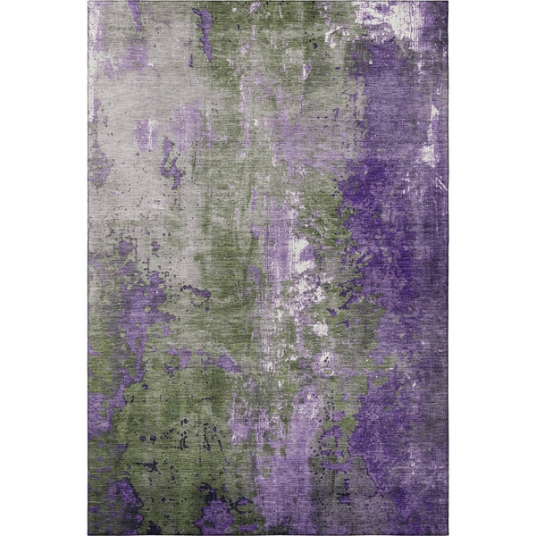 HomeRoots 8' X 10' Vibrant Olive Green & Purple Abstract Area Rug - Durable, Washable, UV Protected Design! 706359