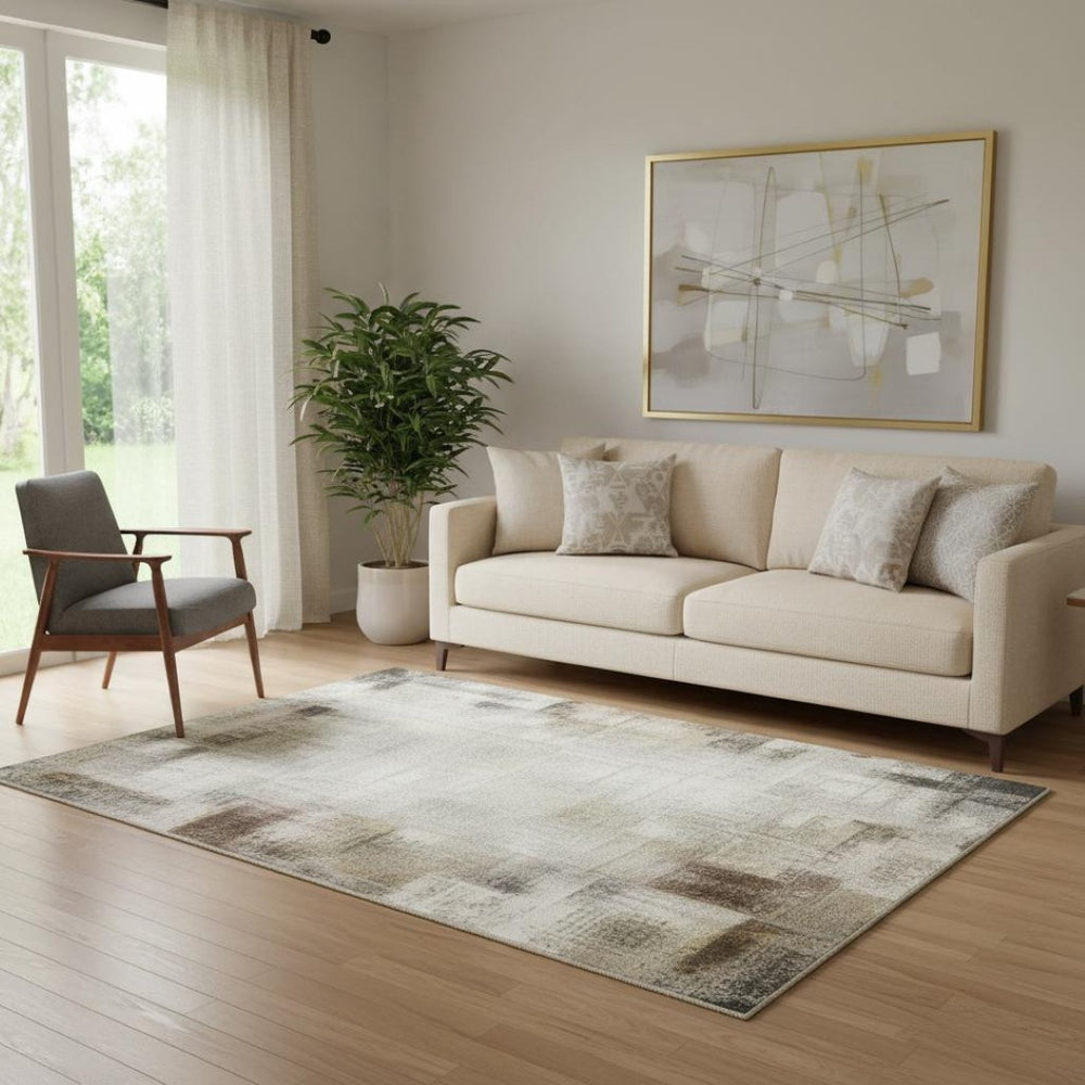 HomeRoots 5' X 8' Abstract Area Rug in Rust & Teal – Washable, UV-Protected, Pet-Friendly, Stylish Design 706363
