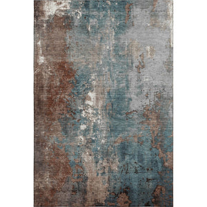 HomeRoots 5' X 8' Abstract Area Rug in Rust & Teal – Washable, UV-Protected, Pet-Friendly, Stylish Design 706363
