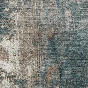 HomeRoots 8' Washable Round Rug in Rust and Teal Abstract Design – UV Protected, Stain-Resistant, Durable Options 706364
