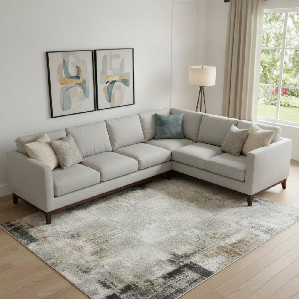 HomeRoots 9' X 12' Abstract Washable Area Rug in Rust and Teal with UV Protection for Stylish Living Spaces 706366