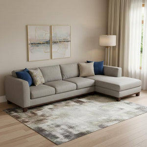 HomeRoots 10' X 14' Stylish Rust and Teal Abstract Washable Area Rug with UV Protection for High-Traffic Homes 706367