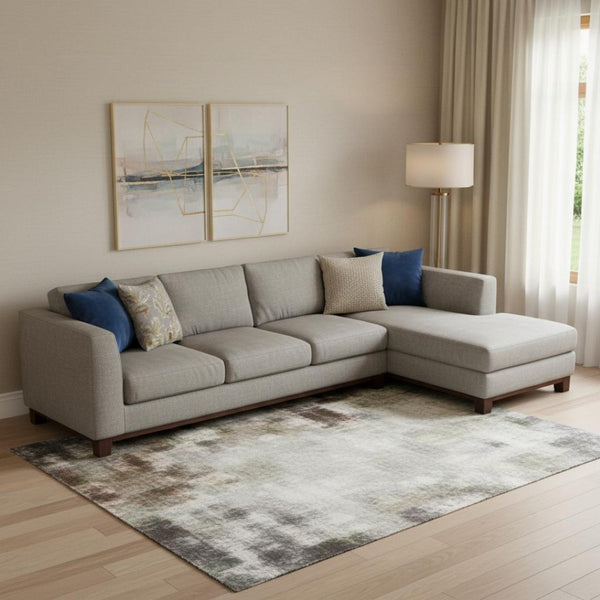 HomeRoots 10' X 14' Stylish Rust and Teal Abstract Washable Area Rug with UV Protection for High-Traffic Homes 706367