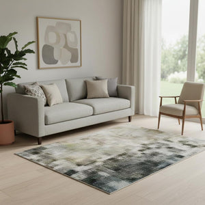 HomeRoots 5' X 8' Teal and Orange Abstract Area Rug - Washable, Stain-Resistant, UV Protected for Busy Homes 706369