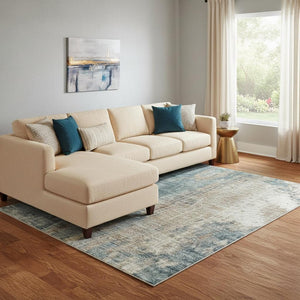 HomeRoots 8' X 10' Vibrant Teal and Orange Abstract Area Rug – Washable, UV Protected, & Family-Friendly Style! 706371