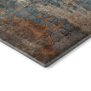 HomeRoots 9' X 12' Teal & Orange Abstract Area Rug - Durable, Washable, UV-Protected for High-Traffic Spaces 706372