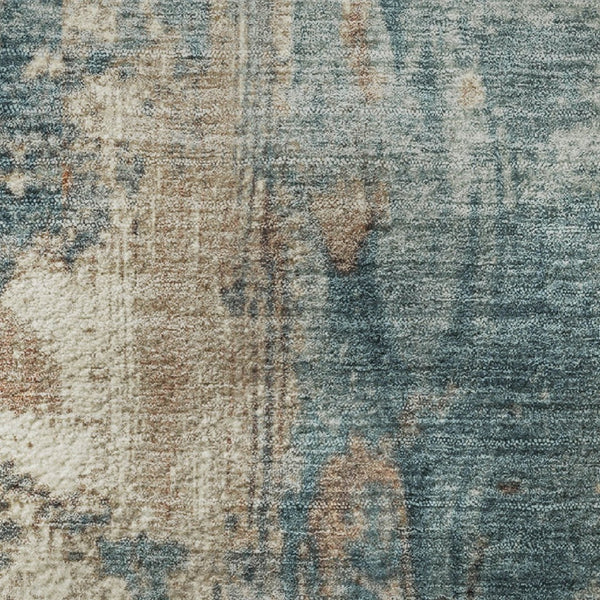 HomeRoots 9' X 12' Teal & Orange Abstract Area Rug - Durable, Washable, UV-Protected for High-Traffic Spaces 706372