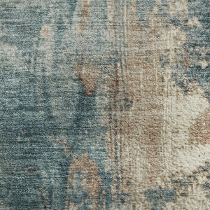 HomeRoots 9' X 12' Teal & Orange Abstract Area Rug - Durable, Washable, UV-Protected for High-Traffic Spaces 706372