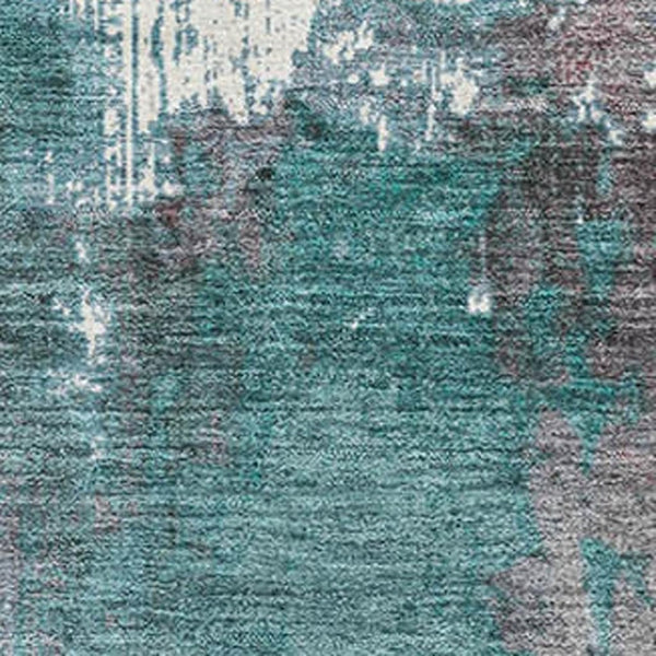 HomeRoots 5' X 8' Turquoise & Merlot Abstract Washable Area Rug – UV Protected, Stain-Resistant, Stylish Design! 706375