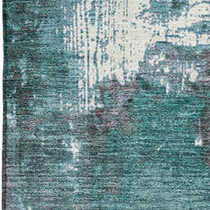 HomeRoots 10' X 14' Turquoise and Merlot Abstract Area Rug - Stain-Resistant, UV Protected for Modern Spaces 706379