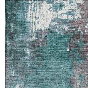 HomeRoots 10' X 14' Turquoise and Merlot Abstract Area Rug - Stain-Resistant, UV Protected for Modern Spaces 706379