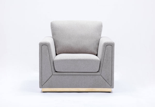 English Elm Valin Gray Linen 3Pc Living Room Set — Modern Sofa Loveseat Chair, Pocket Coil Seats, Durable Frame B2726S00429