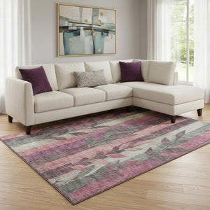 HomeRoots 8' X 10' Blush & Gray Floral Area Rug – Durable, Washable, UV-Protected for Stylish Living Spaces 706383