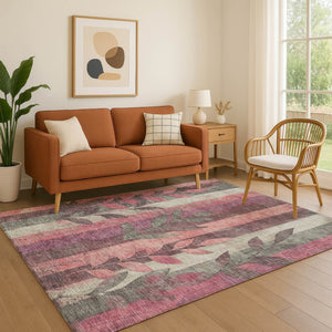 HomeRoots 8' X 10' Blush & Gray Floral Area Rug – Durable, Washable, UV-Protected for Stylish Living Spaces 706383