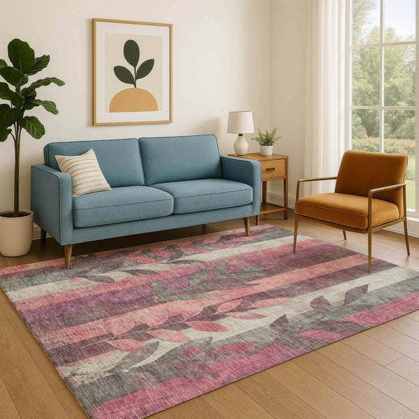 HomeRoots 8' X 10' Blush & Gray Floral Area Rug – Durable, Washable, UV-Protected for Stylish Living Spaces 706383