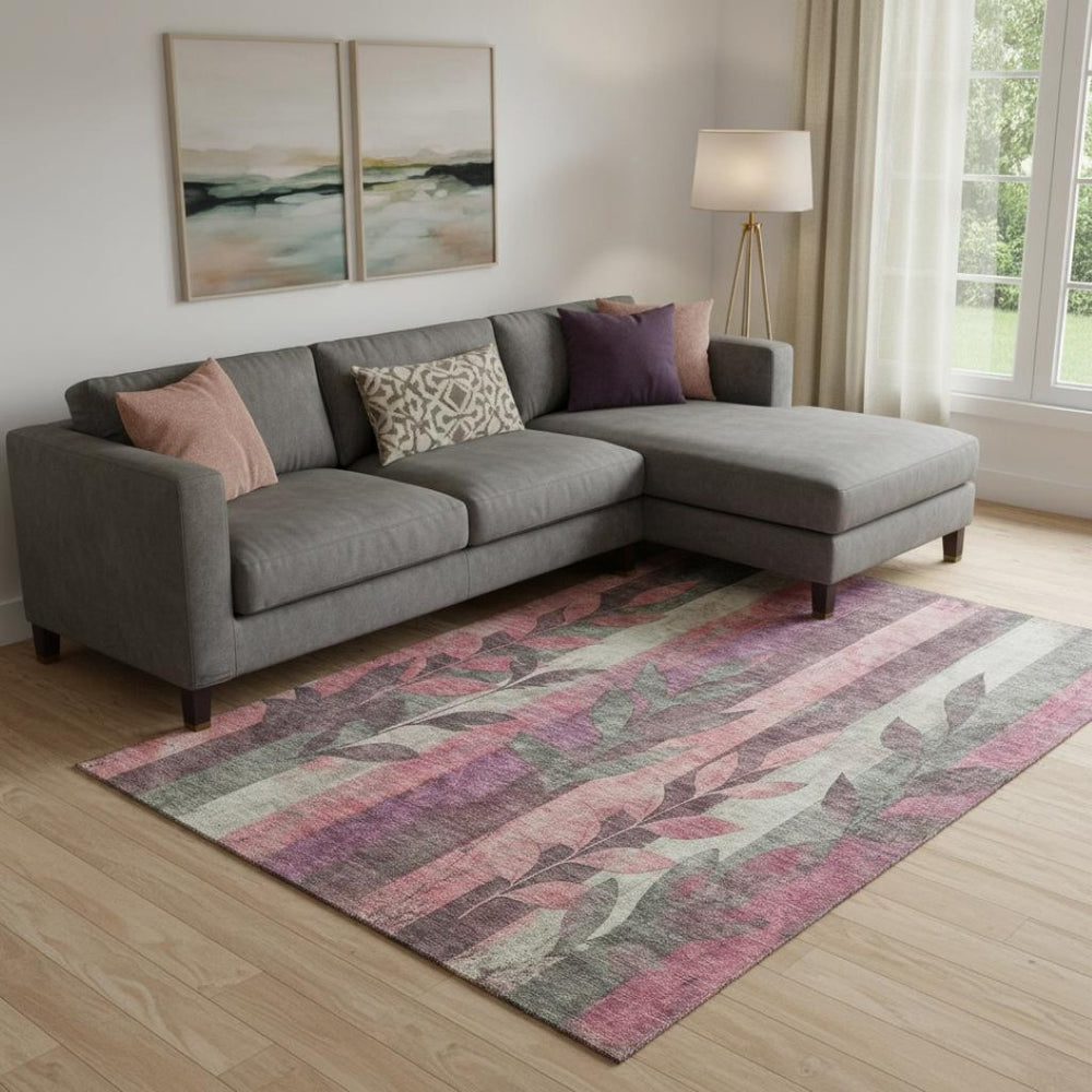 HomeRoots 9' X 12' Blush and Gray Floral Washable Area Rug – Stylish, Durable, UV-Protected for Busy Homes 706384
