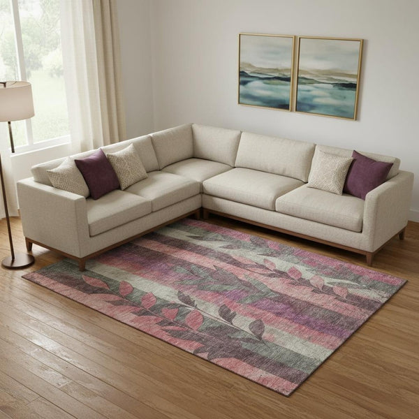 HomeRoots 10' X 14' Blush & Gray Floral Washable Area Rug - Durable, Stylish & UV-Protected for Families 706385