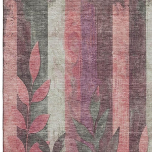 HomeRoots 10' X 14' Blush & Gray Floral Washable Area Rug - Durable, Stylish & UV-Protected for Families 706385