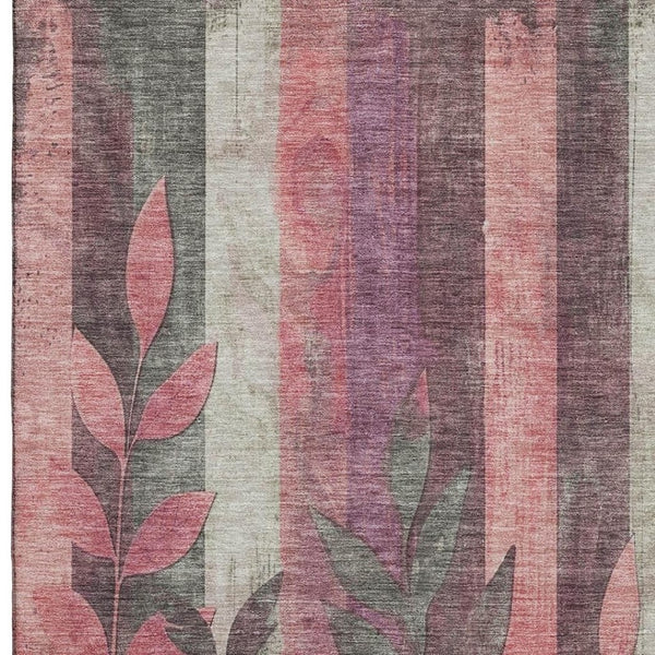 HomeRoots 10' X 14' Blush & Gray Floral Washable Area Rug - Durable, Stylish & UV-Protected for Families 706385
