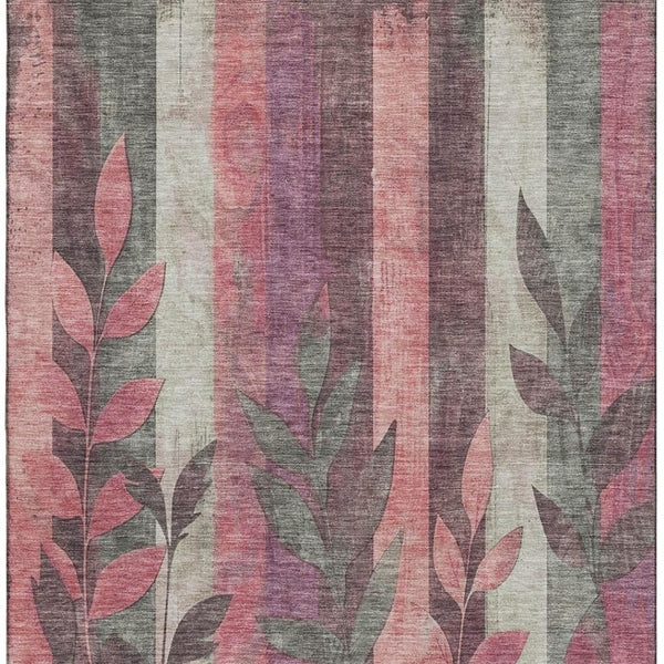 HomeRoots 10' X 14' Blush & Gray Floral Washable Area Rug - Durable, Stylish & UV-Protected for Families 706385