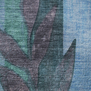 HomeRoots 5' X 8' Denim Blue & Lavender Floral Area Rug - Washable, Stain-Resistant with UV Protection! 706387