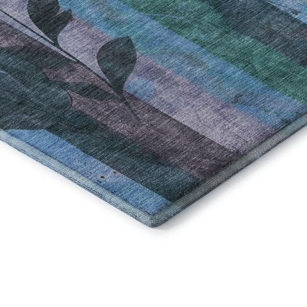 HomeRoots 10' Denim Blue & Lavender Floral Washable Area Rug - UV Protected, Durable, Stylish & Easy Care 706391