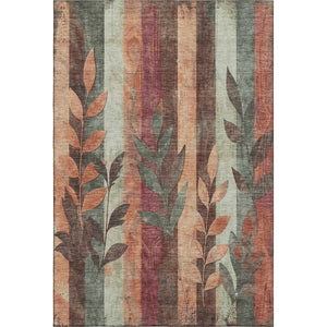 HomeRoots 5' X 8' Floral Area Rug – Terra Cotta & Sage, Washable, UV Protected, Stain Resistant for Busy Homes 706393