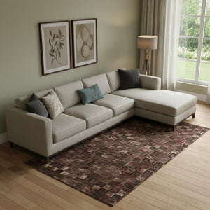 HomeRoots 10' Terra Cotta & Sage Floral Washable Area Rug - UV Protected, Durable & Perfect for High-Traffic Spaces 706397