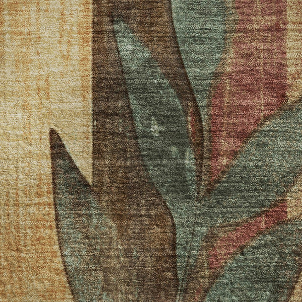 HomeRoots 5' X 8' Floral Area Rug in Wheat and Merlot - Stain Resistant, UV Protected, Non-Slip Design! 706399
