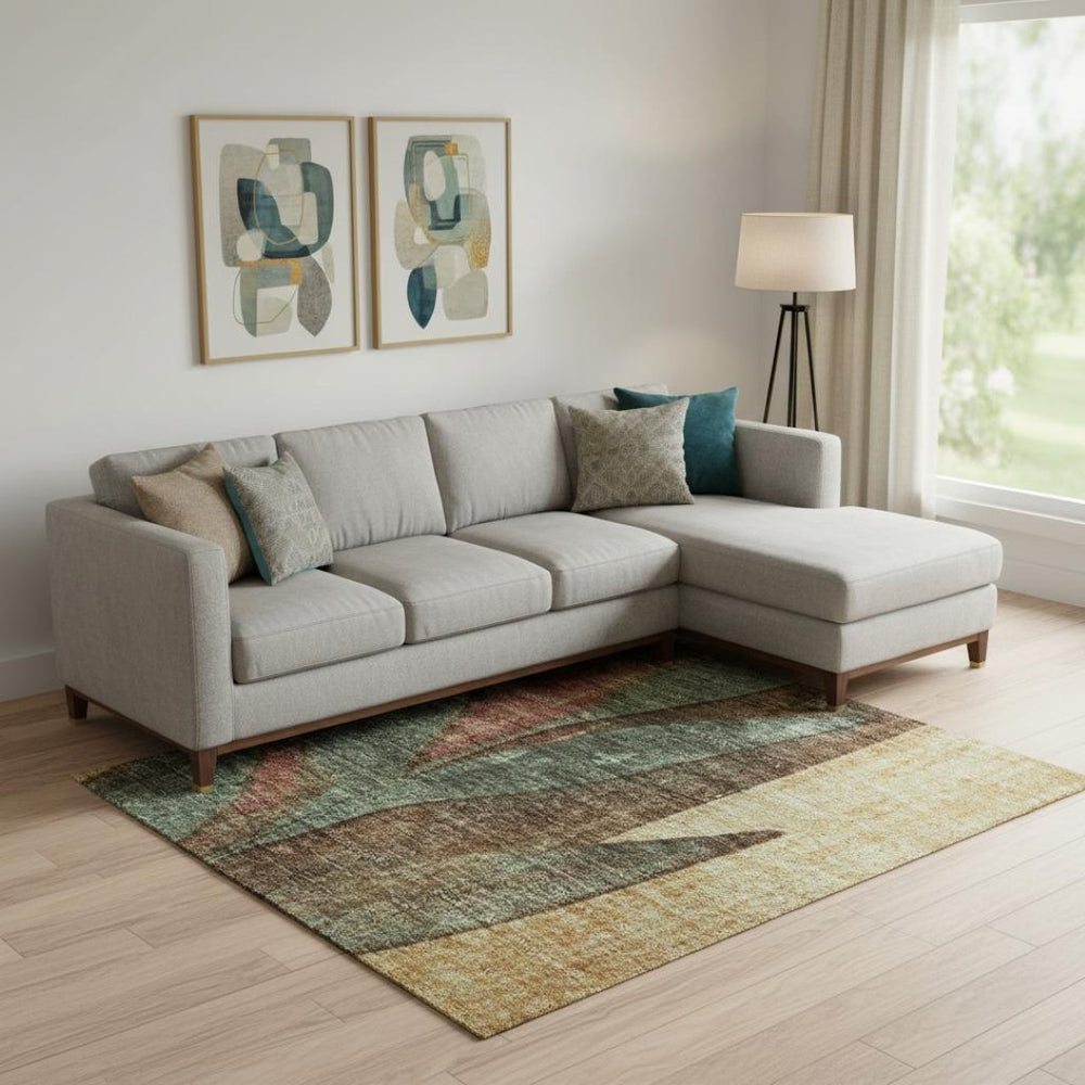 HomeRoots 9' X 12' Stylish Wheat & Merlot Floral Washable Area Rug with UV Protection for Family Spaces 706402