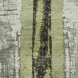 HomeRoots 5' X 8' Artichoke Green and Gray Striped Area Rug with UV Protection for Stylish Indoor & Outdoor Use 706405