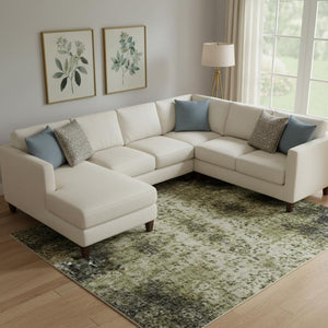 HomeRoots 10' Artichoke Green & Gray Striped Area Rug - Washable, UV Protected, Stain Resistant for Homes 706409