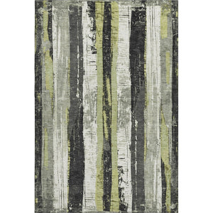HomeRoots 10' Artichoke Green & Gray Striped Area Rug - Washable, UV Protected, Stain Resistant for Homes 706409