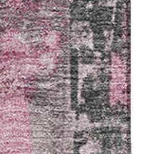 HomeRoots 5' Blush & Gray Striped Washable Area Rug - UV Protected, Durable, Easy-Care for Modern Homes 706411