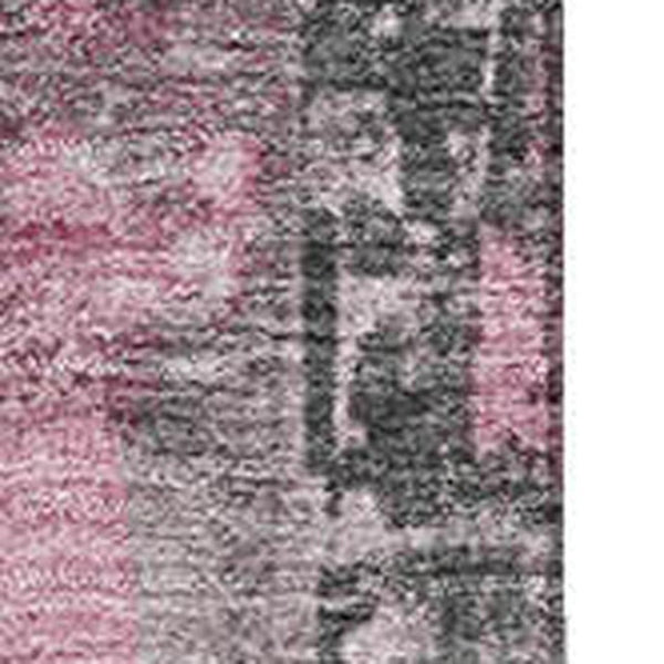 HomeRoots 5' Blush & Gray Striped Washable Area Rug - UV Protected, Durable, Easy-Care for Modern Homes 706411