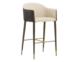 Sunpan KYLIN Barrel-Back Barstool in Dillon Cream & Bravo Ash – Stylish, Comfortable Seating for Any Space 112245