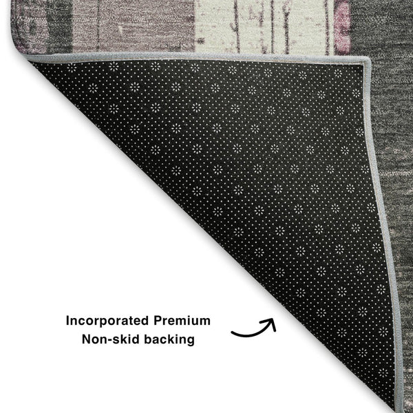 HomeRoots 10' Blush and Gray Striped Washable Area Rug with UV Protection - Stylish, Durable, and Low-Maintenance! 706415