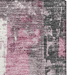 HomeRoots 10' Blush and Gray Striped Washable Area Rug with UV Protection - Stylish, Durable, and Low-Maintenance! 706415