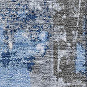 HomeRoots 8' X 10' Washable Denim Blue & Gray Striped Area Rug with UV Protection for Family-Friendly Spaces 706419