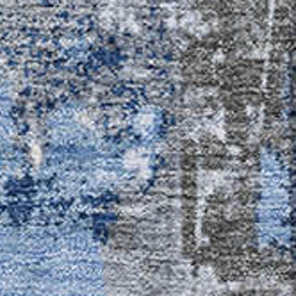 HomeRoots 8' X 10' Washable Denim Blue & Gray Striped Area Rug with UV Protection for Family-Friendly Spaces 706419