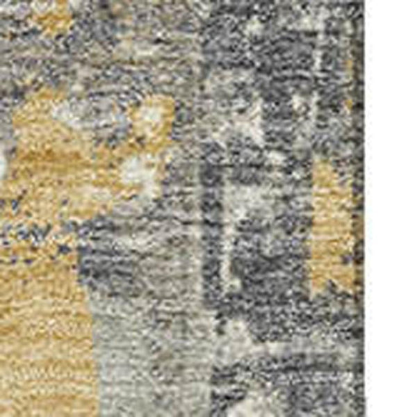 HomeRoots 5' X 8' Gold and Gray Striped Washable Area Rug - Durable, UV Protected, Ideal for Homes with Pets! 706423