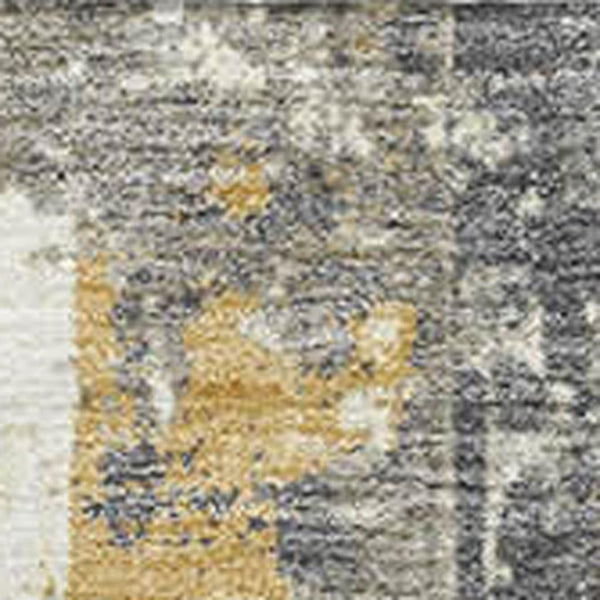HomeRoots 8' X 10' Gold and Gray Striped Washable Area Rug - Durable, UV-Protected, Stain-Resistant Design! 706425