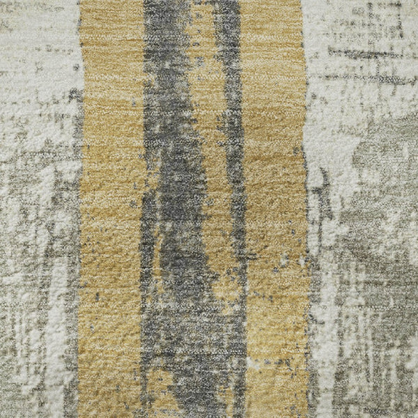 HomeRoots 9' X 12' Striped Gold and Gray Area Rug - Washable, UV Protected, Durable Design for Every Room 706426