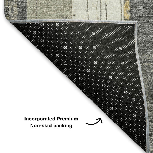 HomeRoots 10' X 14' Gold and Gray Striped Area Rug - Washable, Durable, UV Protected for High-Traffic Spaces 706427