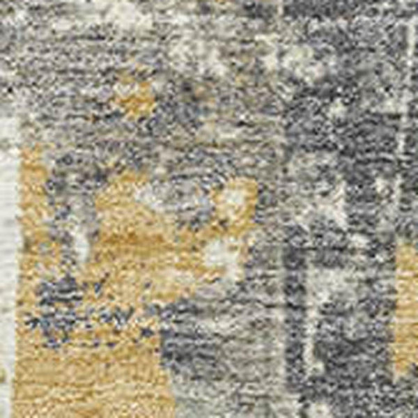 HomeRoots 10' X 14' Gold and Gray Striped Area Rug - Washable, Durable, UV Protected for High-Traffic Spaces 706427